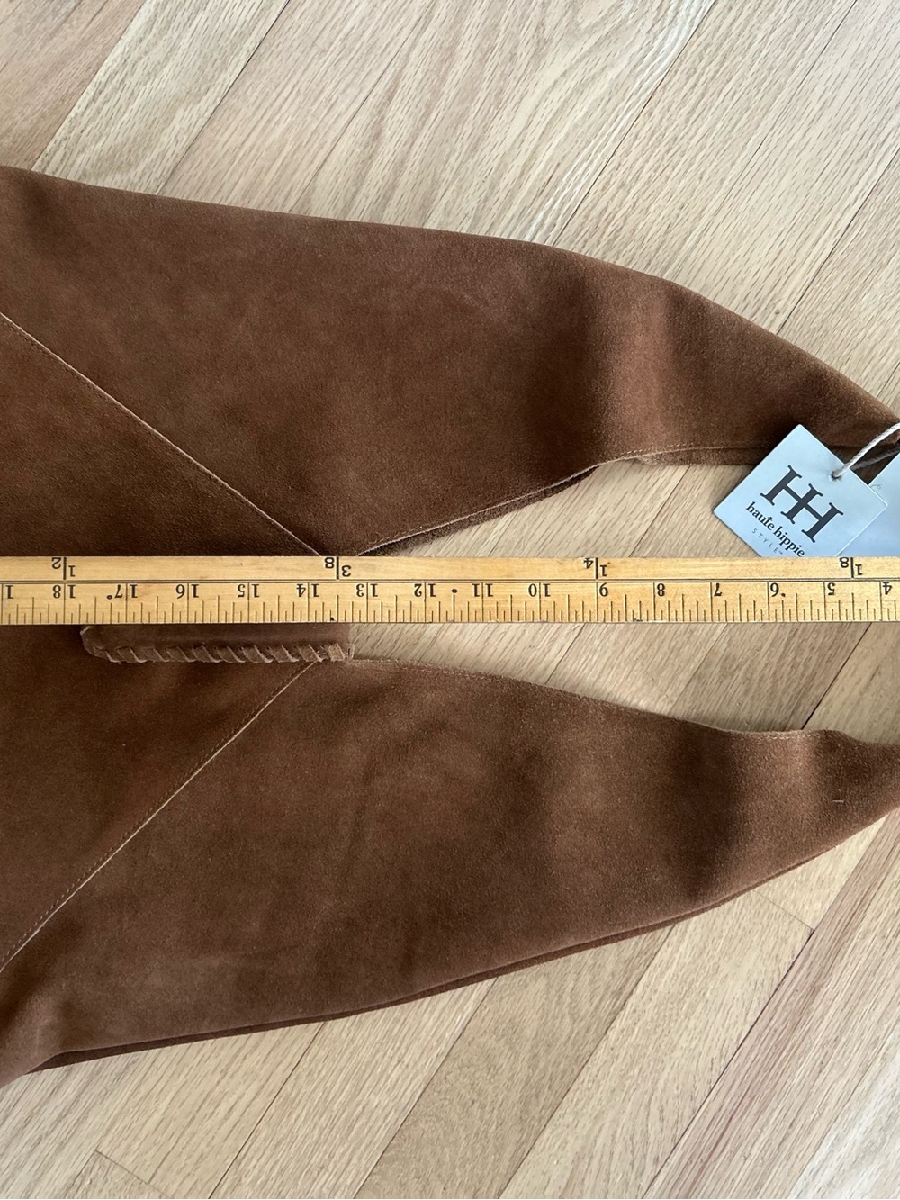 NWT Haute Hippie Triangle Suede Hobo, Cognac Brown - Picture 8 of 12